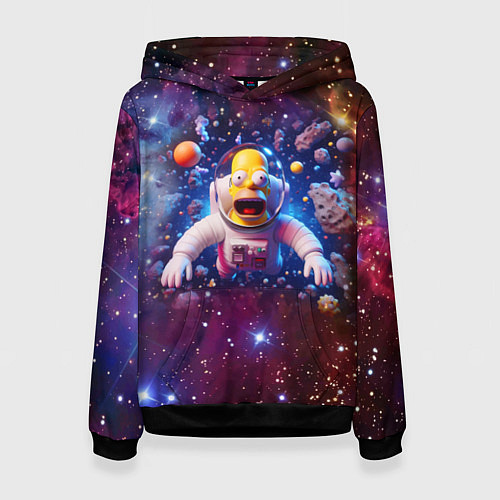 Женская толстовка Homer Simpson in space - ai art / 3D-Черный – фото 1