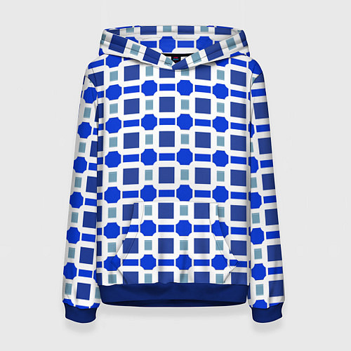 Женская толстовка Синие кирпичики и белые полосы / 3D-Синий – фото 1