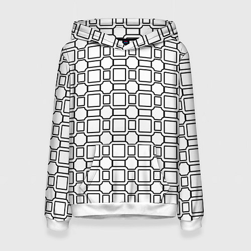 Женская толстовка Чёрно белая сетка / 3D-Белый – фото 1