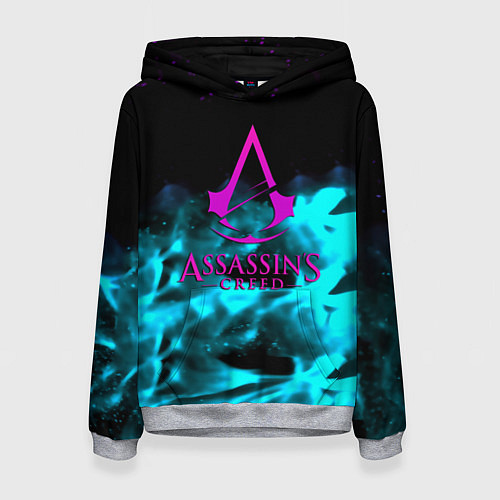 Женская толстовка Assassins Creed flame neon / 3D-Меланж – фото 1