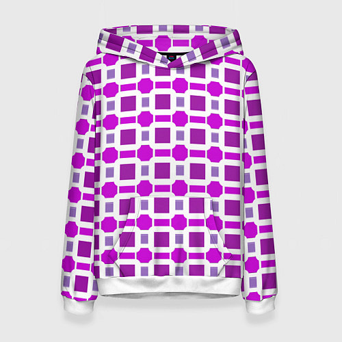 Женская толстовка Фиолетовые кирпичики и белые полосы / 3D-Белый – фото 1