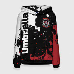 Толстовка-худи женская Umbrella Security на спортивном красно бело чёрном, цвет: 3D-черный
