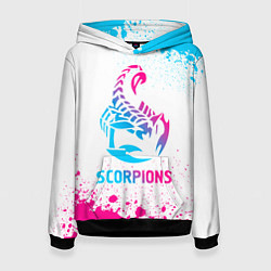 Толстовка-худи женская Scorpions neon gradient style, цвет: 3D-черный