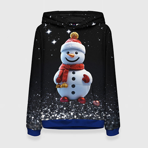 Женская толстовка Милый снеговик на Рождество / 3D-Синий – фото 1