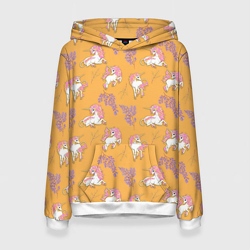 Женская толстовка Единорог цветная грива / 3D-Белый – фото 1