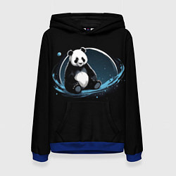 Толстовка-худи женская Панда сидит, цвет: 3D-синий