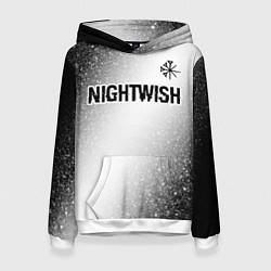 Толстовка-худи женская Nightwish glitch на светлом фоне посередине, цвет: 3D-белый