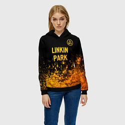 Толстовка-худи женская Linkin Park - gold gradient посередине, цвет: 3D-черный — фото 2