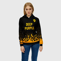 Толстовка-худи женская Deep Purple - gold gradient посередине, цвет: 3D-черный — фото 2