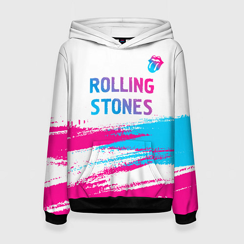 Женская толстовка Rolling Stones neon gradient style посередине / 3D-Черный – фото 1