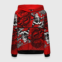 Женская толстовка Дед Мороз с копьем и драконом