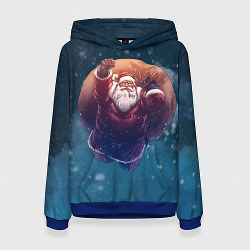 Женская толстовка Летящий Санта / 3D-Синий – фото 1