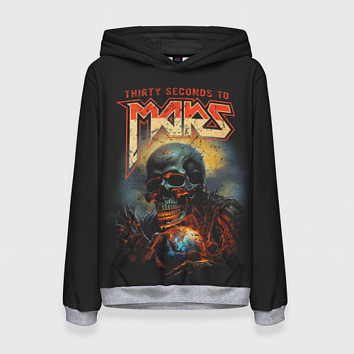 Женская толстовка Thirty seconds to mars skull / 3D-Меланж – фото 1