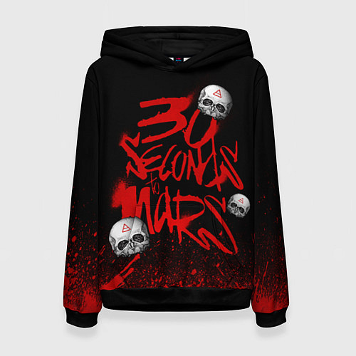 Женская толстовка Thirty seconds to mars skulls / 3D-Черный – фото 1