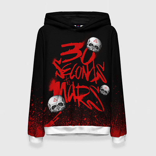 Женская толстовка Thirty seconds to mars skulls / 3D-Белый – фото 1