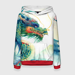 Толстовка-худи женская Japanese dragon - watercolor art, цвет: 3D-красный