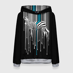 Толстовка-худи женская Штрихкод зебра, цвет: 3D-меланж