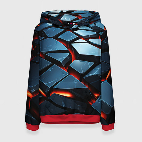 Женская толстовка Абстрактные плиты с оранжевым светом / 3D-Красный – фото 1