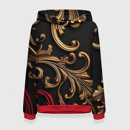Женская толстовка Золотые абстрактные узоры / 3D-Красный – фото 1