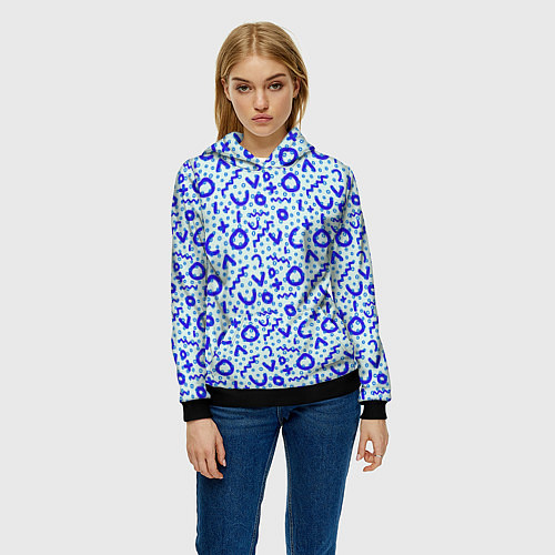 Женская толстовка Синие каракули / 3D-Черный – фото 3