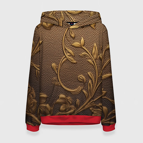 Женская толстовка Золотые объемные узоры абстракт / 3D-Красный – фото 1