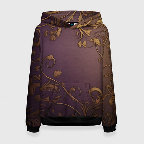 Женская толстовка Золотистые узоры на фиолетовом фоне / 3D-Черный – фото 1