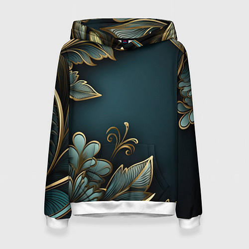 Женская толстовка Объемные узоры и листья / 3D-Белый – фото 1