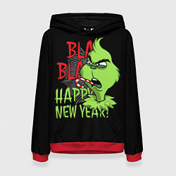 Толстовка-худи женская Grinch - happy New Year, цвет: 3D-красный