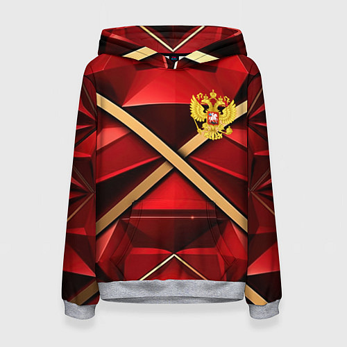 Женская толстовка Герб России на красном абстрактном фоне / 3D-Меланж – фото 1