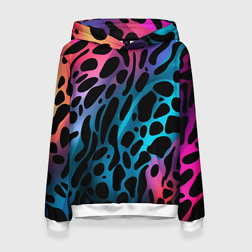 Женская толстовка Черные пятна на разноцветном фоне / 3D-Белый – фото 1