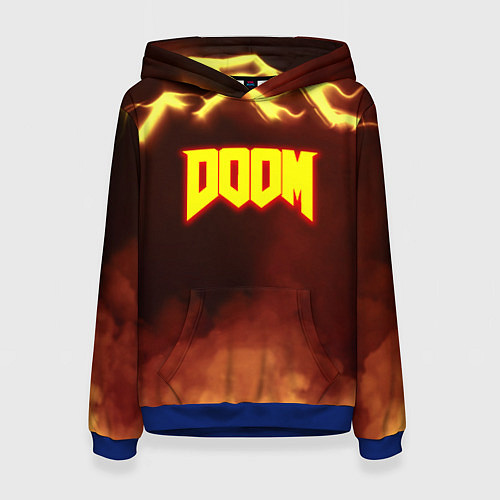 Женская толстовка Doom storm огненное лого / 3D-Синий – фото 1