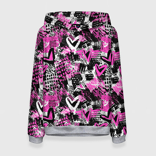 Женская толстовка Каракулевые сердечки паттерн / 3D-Меланж – фото 1
