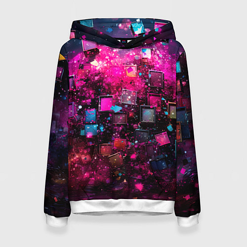 Женская толстовка Летящие абстрактные кубики / 3D-Белый – фото 1