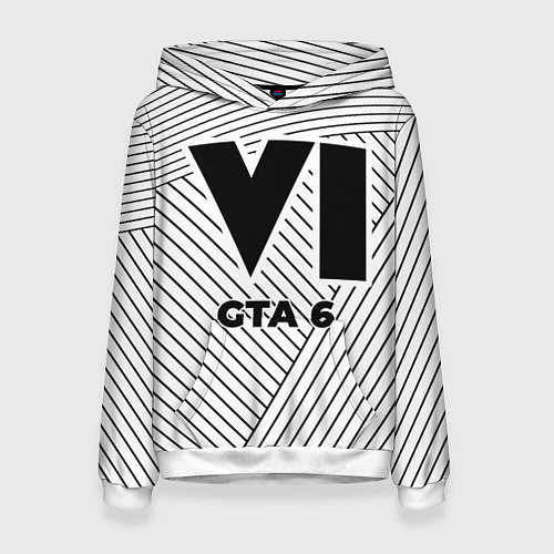 Женская толстовка Символ GTA 6 на светлом фоне с полосами / 3D-Белый – фото 1