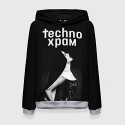 Толстовка-худи женская Techno храм вожделение, цвет: 3D-меланж