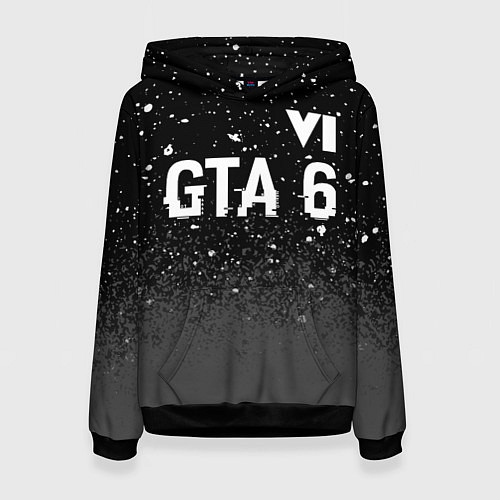 Женская толстовка GTA 6 glitch на темном фоне посередине / 3D-Черный – фото 1