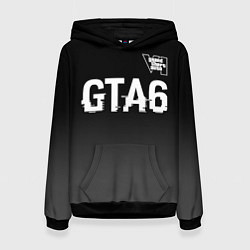Толстовка-худи женская GTA6 glitch на темном фоне посередине, цвет: 3D-черный