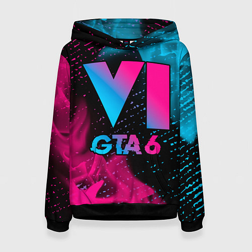 Женская толстовка GTA 6 - neon gradient / 3D-Черный – фото 1