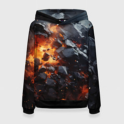 Толстовка-худи женская Взрыв камней и плит, цвет: 3D-черный