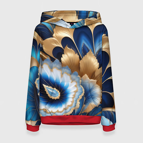 Женская толстовка Королевский синий с золотом / 3D-Красный – фото 1