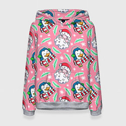 Толстовка-худи женская Персонажи новогодние, цвет: 3D-меланж