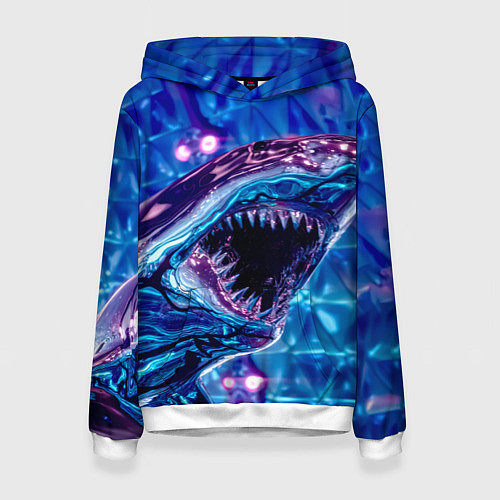Женская толстовка Фиолетовая акула / 3D-Белый – фото 1