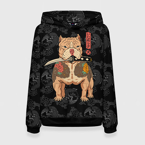 Женская толстовка Питбуль якудза / 3D-Черный – фото 1