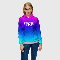 Толстовка-худи женская Stranger Things gradient colors, цвет: 3D-меланж — фото 2