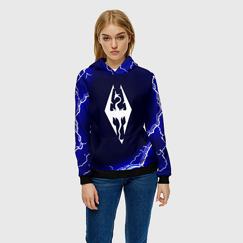 Женская толстовка Скайрим лого молнии шторм / 3D-Черный – фото 3
