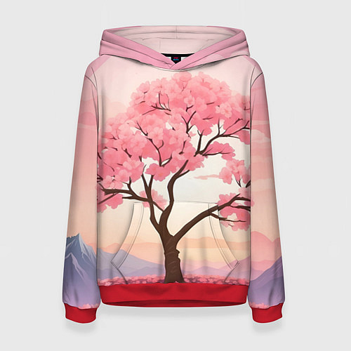 Женская толстовка Вишневое дерево в полном цвету / 3D-Красный – фото 1
