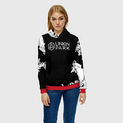 Толстовка-худи женская Linkin Park рок бенд, цвет: 3D-красный — фото 2