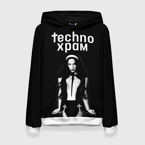 Женская толстовка Techno храм дерзкая монашка / 3D-Белый – фото 1