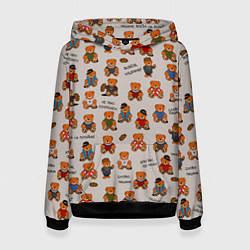 Толстовка-худи женская Персонажи слово пацана - мишки, цвет: 3D-черный