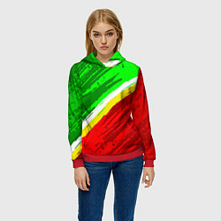 Толстовка-худи женская Расцветка Зеленоградского флага, цвет: 3D-красный — фото 2